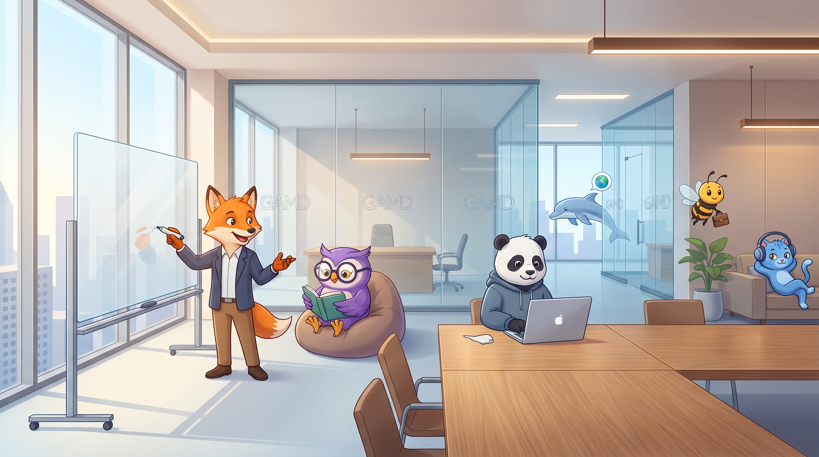 GAMD mascot team at the office